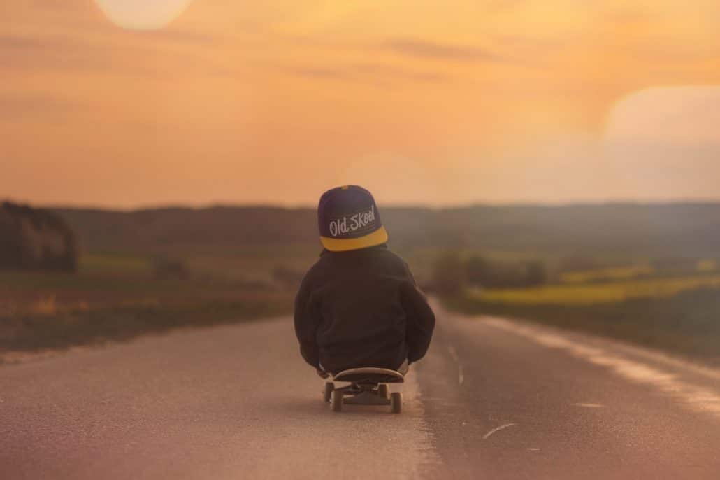 Skateboard into the sunset