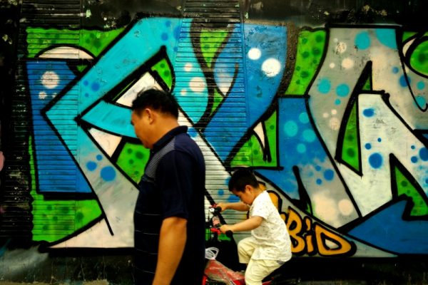 Kid with graffiti