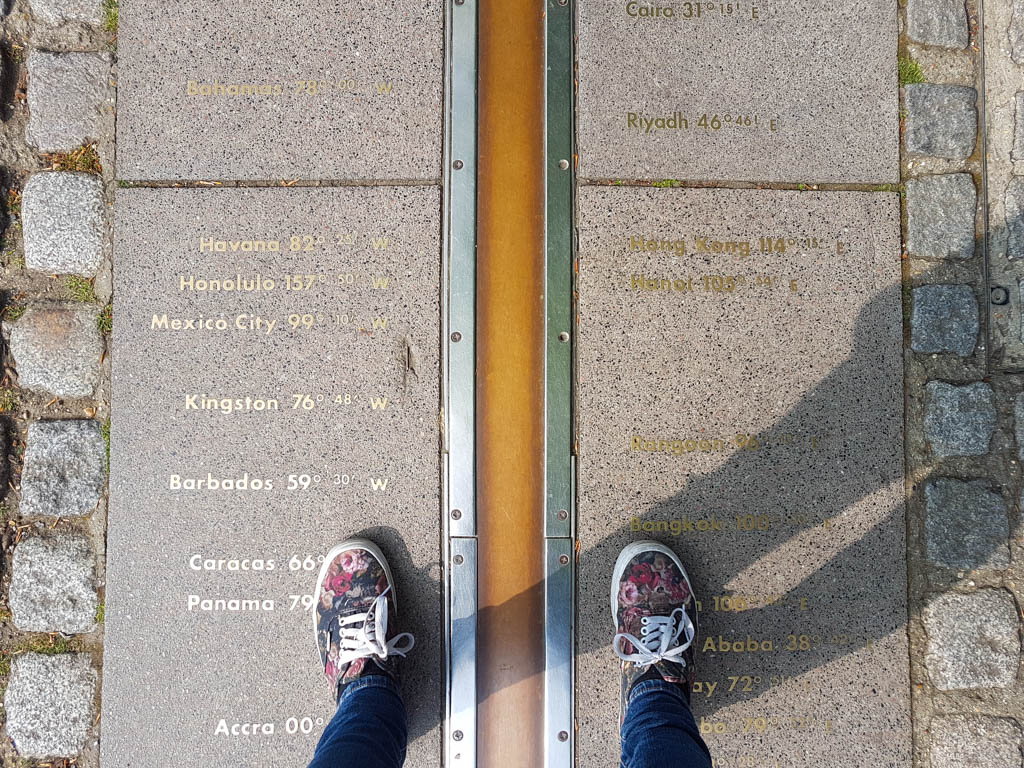 Looking down at your feet on the Prime Meridian of the world in Greenwich London is a great way to spend 24 hours in London