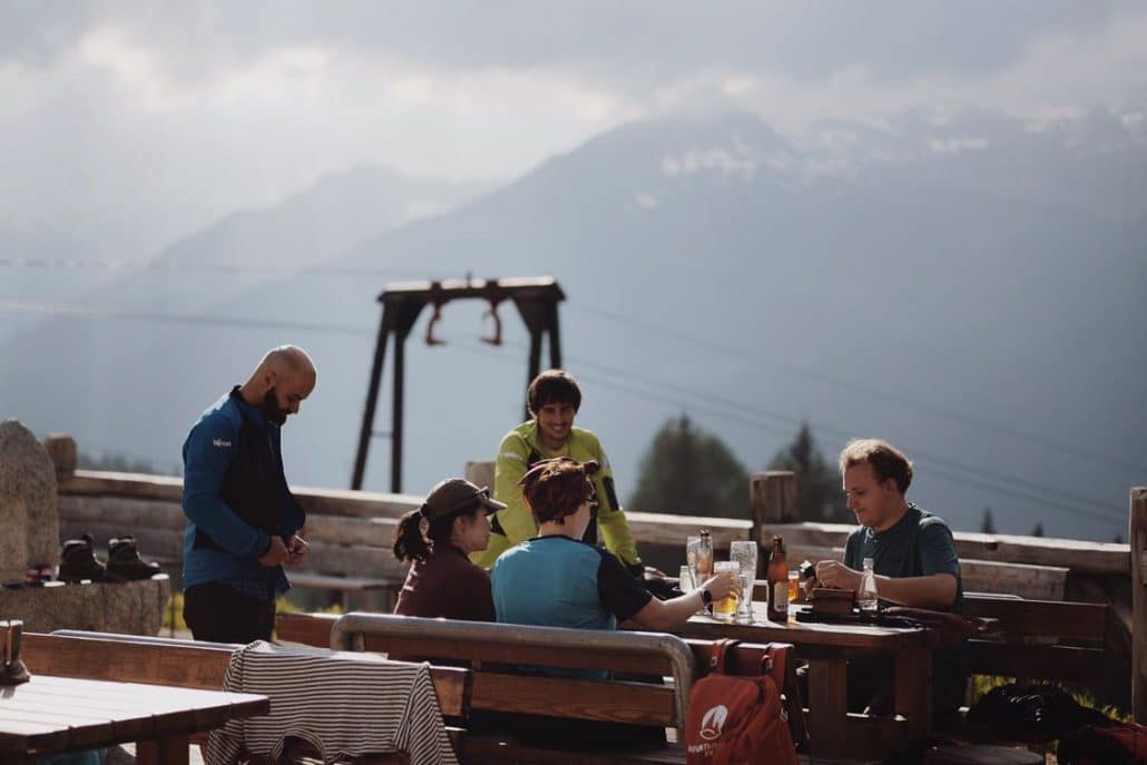 Eating and drinking at Rifugio Casinei in Dolomiti di Brenta