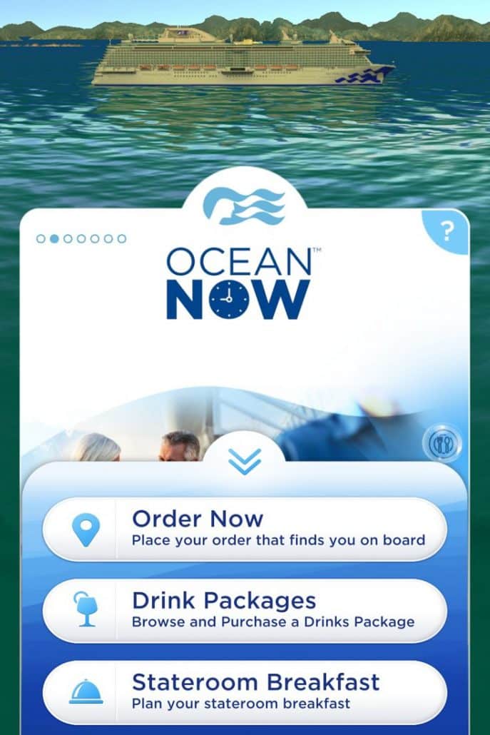 Ocean Now let's you order food on the MedallionClass app wherever you are on the ship