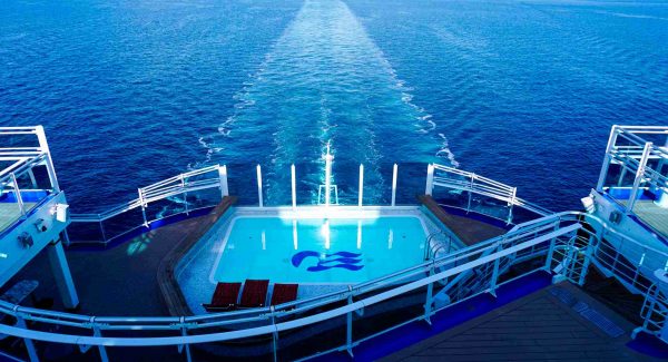 View from the back of Princess Cruises Sky Princess Ship with Ocean Medallion Class Service