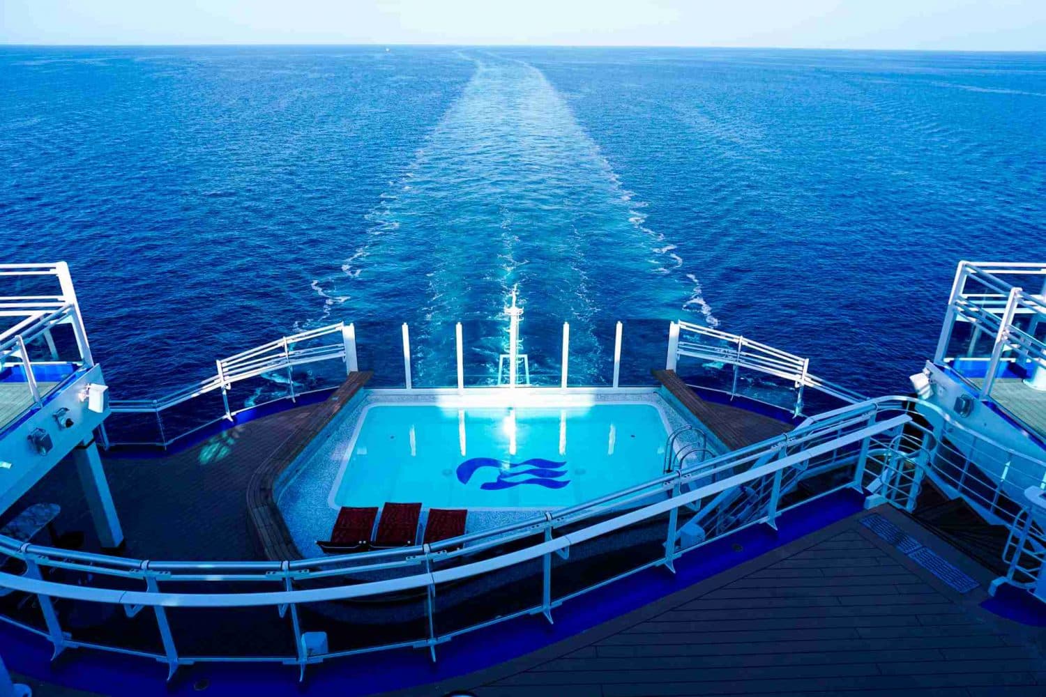 View from the back of Princess Cruises Sky Princess Ship with Ocean Medallion Class Service