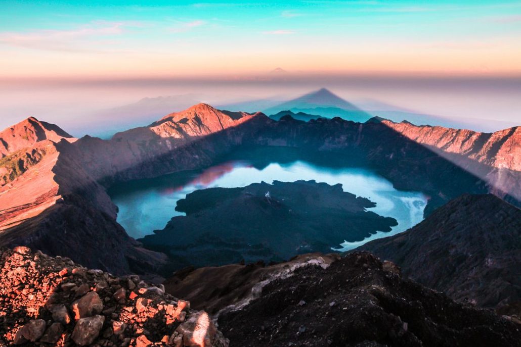Mount Rinjani in Lombok Indonesia at sunrise